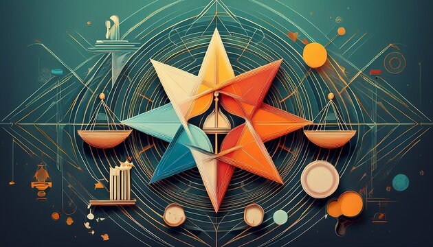 abstract representation of intersection of ai with law and ethics principles