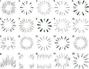 Fototapeta premium Handwritten Style Speed Lines Icon Set 40 Pieces Monochrome Vector Illustration