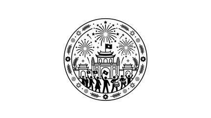 Fototapeta premium Vietnam National Day Celebration Emblem