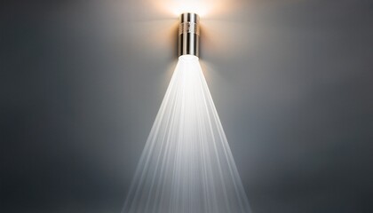 Obraz premium a bright beam of light from a flashlight shines on a gray background