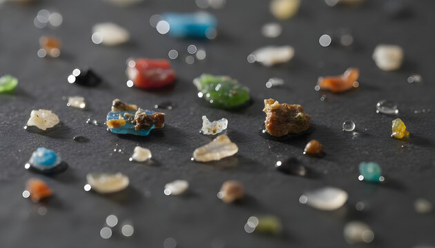 A bunch of colorful gems on a black surface