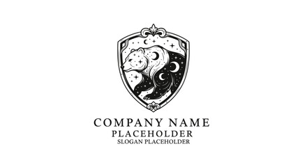 Fototapeta premium Mystical Cosmic Bear Crest Logo