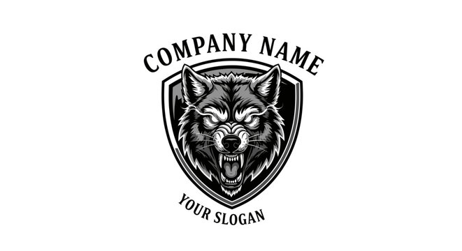 Fierce Wolf Head Emblem Logo