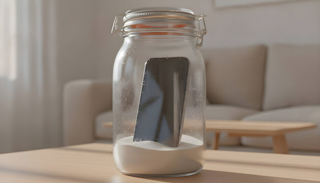 A glass jar with a spoon and a spoon in it