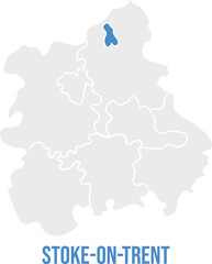 Fototapeta premium Stoke-on-Trent unitary authority map, highlighted in West Midlands, UK, simplified flat design, vector illustration with label