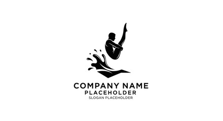 Obraz premium Diver Jumping Into Water Logo
