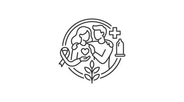 Sexual Health and HIV Awareness Line Art Icon