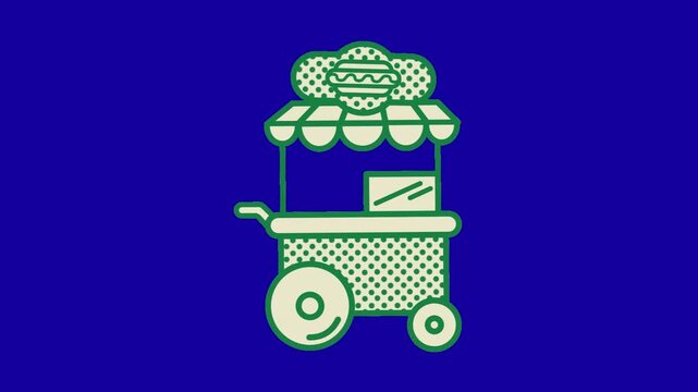 Food stall motion animation on blue screen 