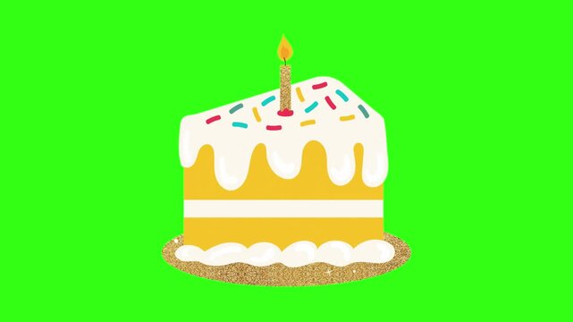 slice of shiny meses birthday cake food animation 