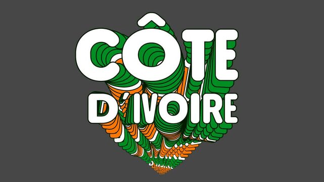 Animation de Texte Cin&eacute;tique C&ocirc;te d'Ivoire C&eacute;l&eacute;bration et Sport - Motion Graphics 2D