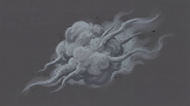 game visual effects, a swirling gray smoke puff with delicate ash particles creates a stealth effect