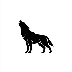 Fototapeta premium Minimalist Geometric Howling Wolf Silhouette Logo