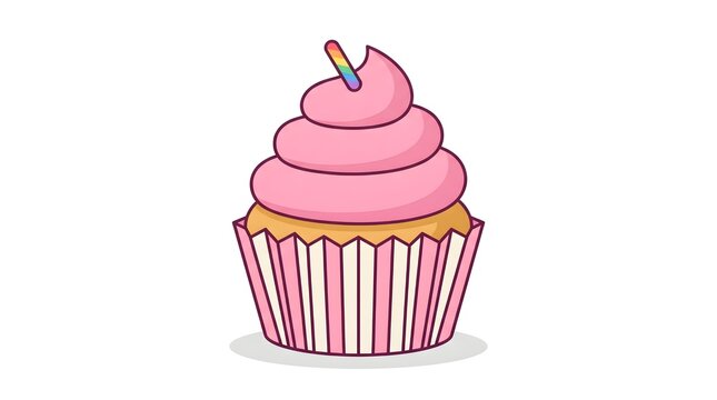Cupcake Pink Swirl Frosting &mdash; Pastel Pink Sprinkle National Cupcake Day Bold Flat Vector