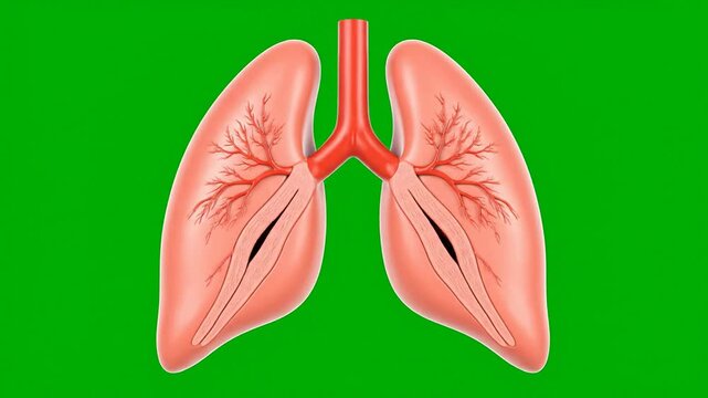 Realistic 3D CGI Animation of Human Pulmonary Veins and Lung Anatomy With Green Screen Background for Medical Educational Use