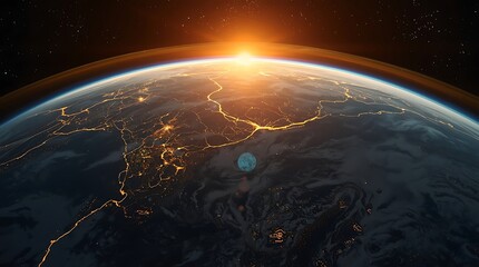 Fototapeta premium Balanced Global Resources Connecting Continents