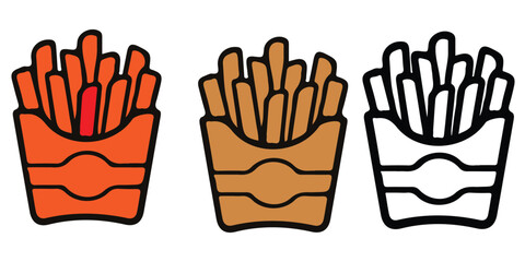Fototapeta premium French fries in boxes, colorful icons