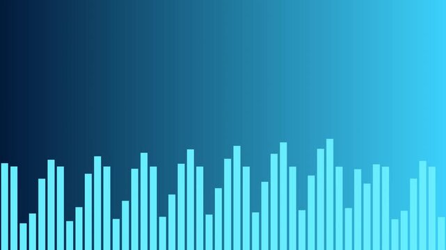 Digital audio waveform equalizer background, pulsing sound frequency bars, abstract music visualization for tech and media projects
