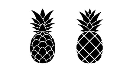 Fototapeta premium Minimal black silhouette icon, simple flat vector, bold black shape, no gradients, no shading two black silhouettes of pineapples on a, flat icon style