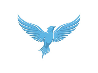 Naklejka premium Elegant blue bird soaring with outstretched wings, symbol of freedom.