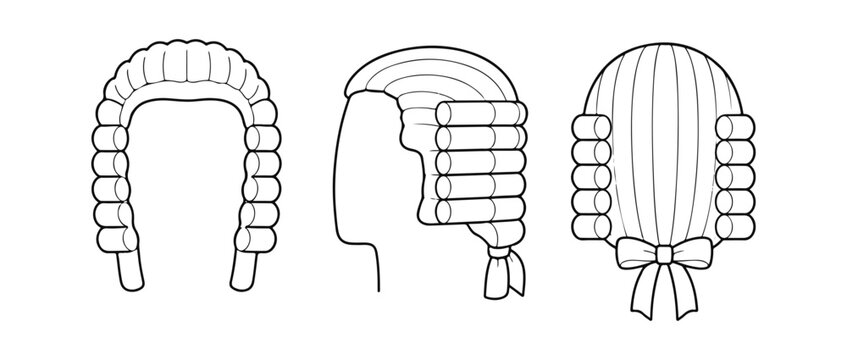 Judge wig line icon set. line icons set on white background