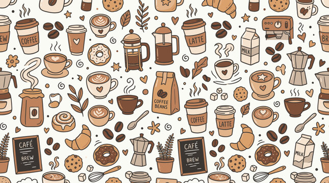 Coffee and pastry still life arrangement.