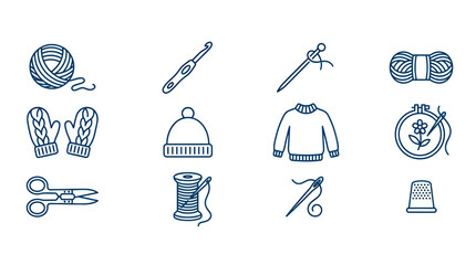 Knitting and sewing needlework icon set © Apar