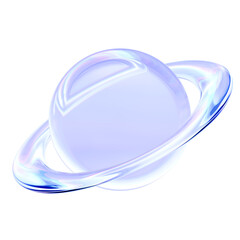 Y2K Glass 3D Saturn Planet with Ring © PIONE STUDIO