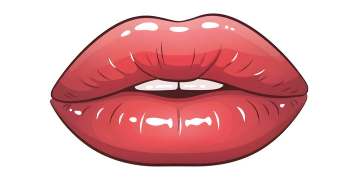 Beautiful pink glossy female lips.