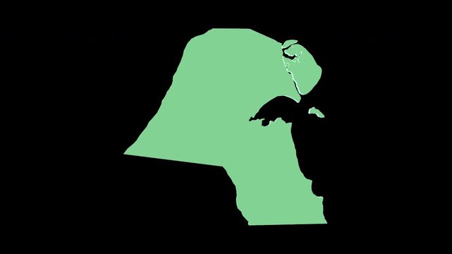 Kuwait green 3D map spin perfect 10 second loop black background