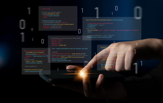 Unsecure and buggy programming code filled with errors and strange logic. Code contains insecure queries, broken validation, weird functions, and programming flaws for demonstration. Latch