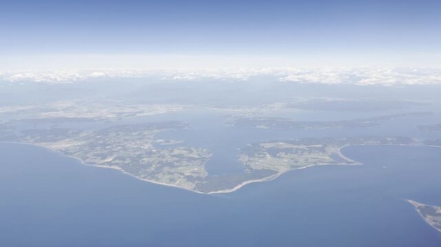 Whidbey Island and Coupeville framed by Penn Cove and Skagit Bay