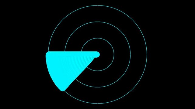 Rotating Cyan Radar Scanner Graphic on Black Background