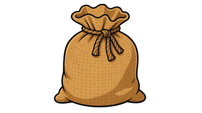 Brown Burlap Sack with Drawstring.