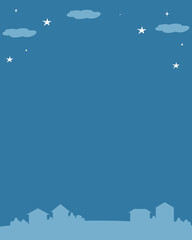 夜空と街並みの背景素材（縦型・コピースペースあり） © atumeru
