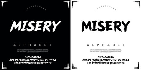 Misery font alphabet dark gothic horror scary display typeface creepy rough brush lettering typography letters design © happy