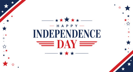 Obraz premium Happy independence day patriotic banner with stars and stripes