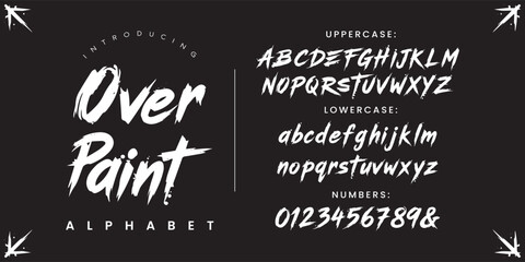 Over Paint font alphabet brush stroke artistic dripping liquid typeface expressive creative display lettering typography design © happy