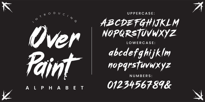 Over Paint font alphabet brush stroke artistic dripping liquid typeface expressive creative display lettering typography design