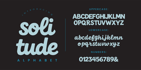 Solitude font alphabet handwritten script display typeface lettering design bold casual typography glyphs letters vector © happy
