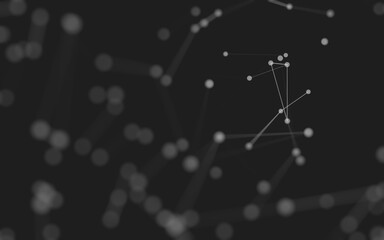 Fototapeta premium Abstract background. Molecules technology with polygonal shapes, connecting dots and lines. Connection structure. Big data visualization.