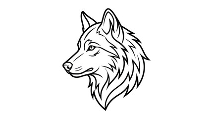 Wolf head profile line art illustration for logo. © diki