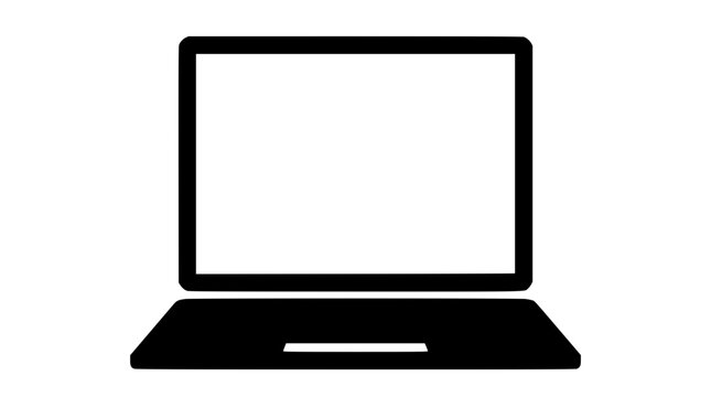 Simple black vector laptop illustration with blank screen design