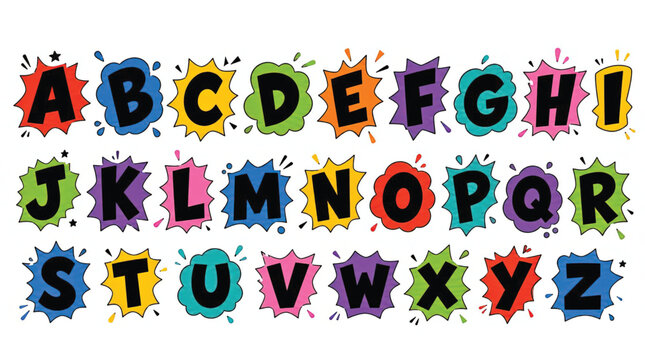 Colorful Alphabet Letters in Graffiti Style.