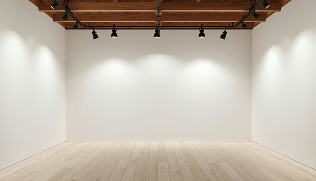 Gallery interior with empty wall