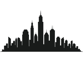 Obraz premium Silhouette of a Modern City Skyline with Diverse Skyscrapers.