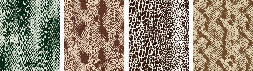 Snake Skin Animal Print Texture Set with Python Scale Backgrounds in Neutral Earth Tones © Levin