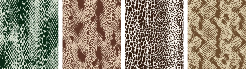 Snake Skin Animal Print Texture Set with Python Scale Backgrounds in Neutral Earth Tones © Levin
