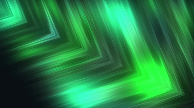Glowing neon green arrows moving in a digital animation sequence for modern abstract motion design background