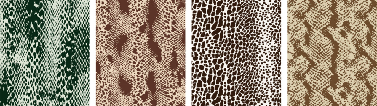 Snake Skin Animal Print Texture Set with Python Scale Backgrounds in Neutral Earth Tones