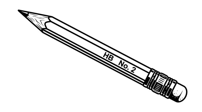 A sharp HB No. 2 pencil with an eraser, depicted in a hand-drawn illustration style